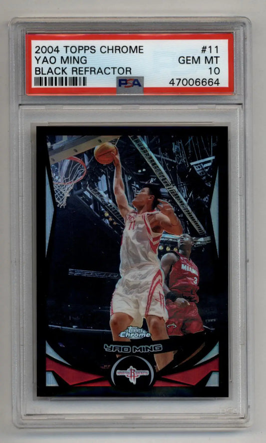 Yao Ming 2004-05 Topps Chrome Black Refractor #11 362/500 PSA 10 Gem Mint - Basketball Card Single