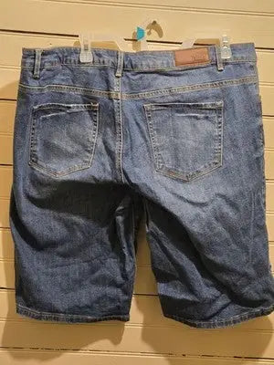 Yessica Bermuda Shorts Womens 46 Denim Floral Applique Distressed Blue W Pockets - Apparel
