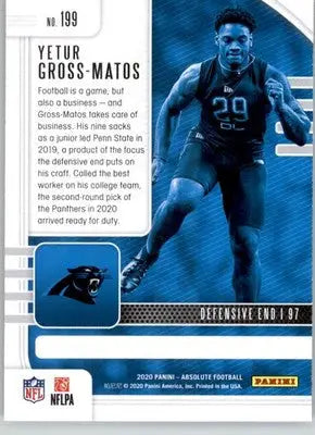 Yetur Gross-Matos - 2020 Panini Absolute - #199 - Red Rookie Football - Football Card Single