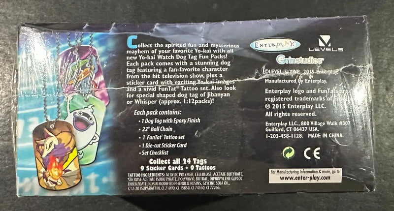 Yo-Kai Watch Dog Tag Fun Packs box from the 2015 Enterplay collection, 24 new packs