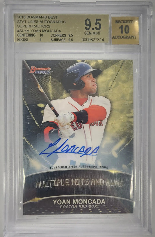 Yoan Moncada 2016 Bowmans Best Stat Lines Superfractor Auto 1/1 BGS 9.5 Auto 10 - Baseball Card Single