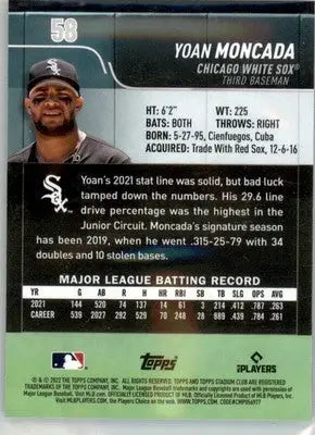 Yoan Moncada - 2022 Stadium Club Chrome - #58 - Baseball - Baseball Card Single