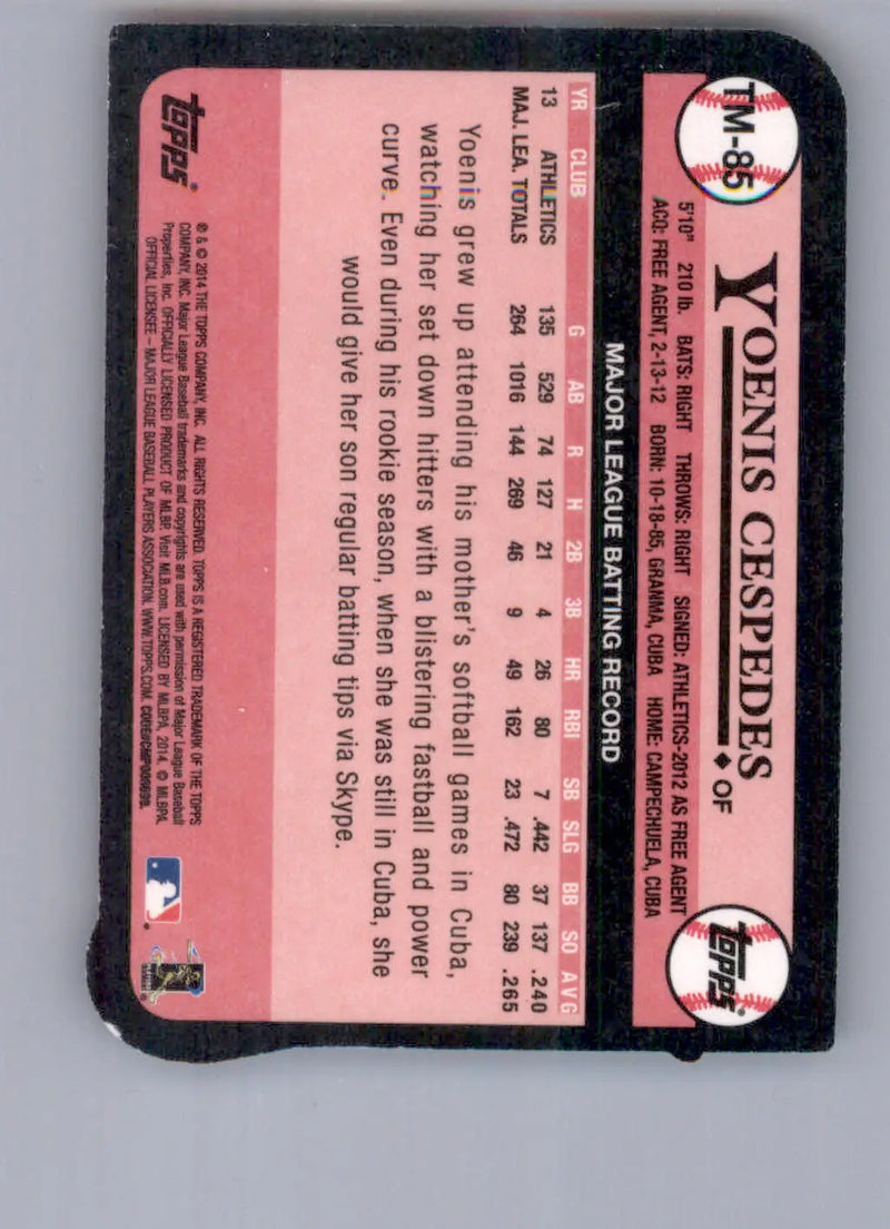 Yoenis Cespedes - 2014 Topps - #TM-85 - 1989 Topps Die Cut Minis Baseball - Baseball Card Single