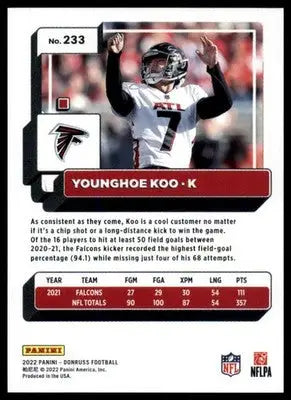 Younghoe Koo 2022 Donruss #233 Atlanta Falcons - Football Card Single
