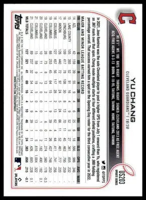 Yu Chang 2022 Topps Update #US203 Cleveland Guardians - Baseball Card Single