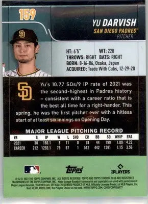 Yu Darvish - 2022 Stadium Club Chrome - #159 - Baseball - Baseball Card Single