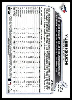 Yusei Kikuchi 2022 Topps Update #US278 Toronto Blue Jays - Baseball Card Single