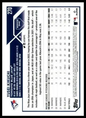 Yusei Kikuchi 2023 Topps #270 Toronto Blue Jays - Baseball Card Single