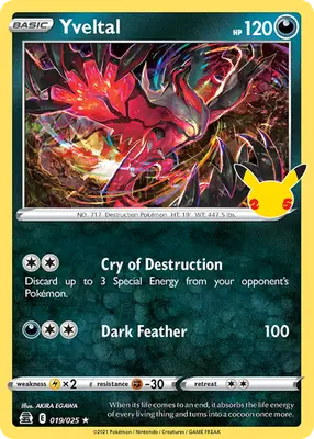 Yveltal - Celebrations - 019/025 - Holo LP Pokemon - Pokémon Card Single
