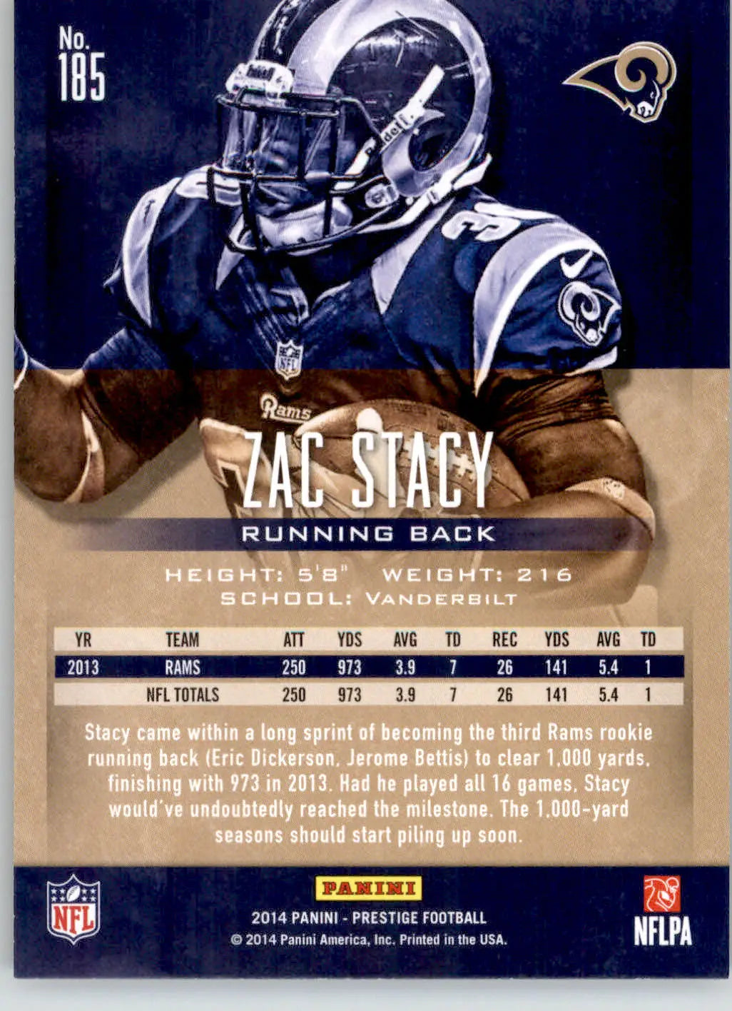 Zac Stacy - 2014 Panini Prestige - #185 - Football