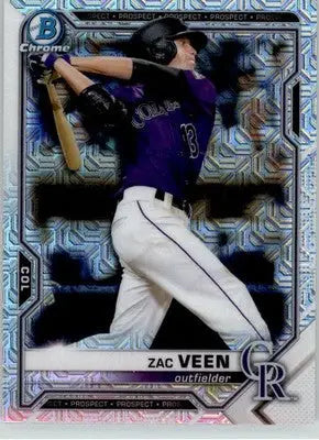 Zac Veen - 2021 Bowman - #BCP-3 - Chrome Prospects Mojo Refractor Baseball - Baseball Card Single
