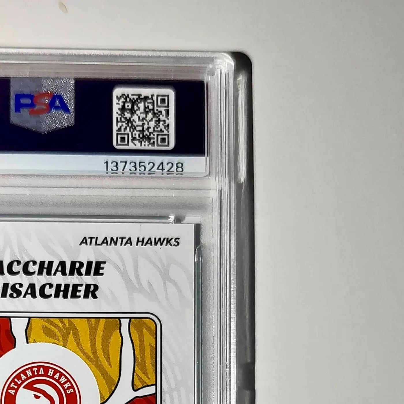 Zaccharie Risacher Rookie 2024-25 Panini NBA #71 Sticker 36/215 Blue Foil PSA 8
