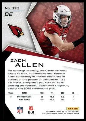 Zach Allen Rookie 2019 Panini Rookies & Stars True Blue /49 #178 Cardinals - Football Card Single