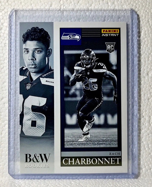 Zach Charbonnet 2023 Panini NFL #13 Black & White Rookies Card Seahawks 1/216 - Football Card Single