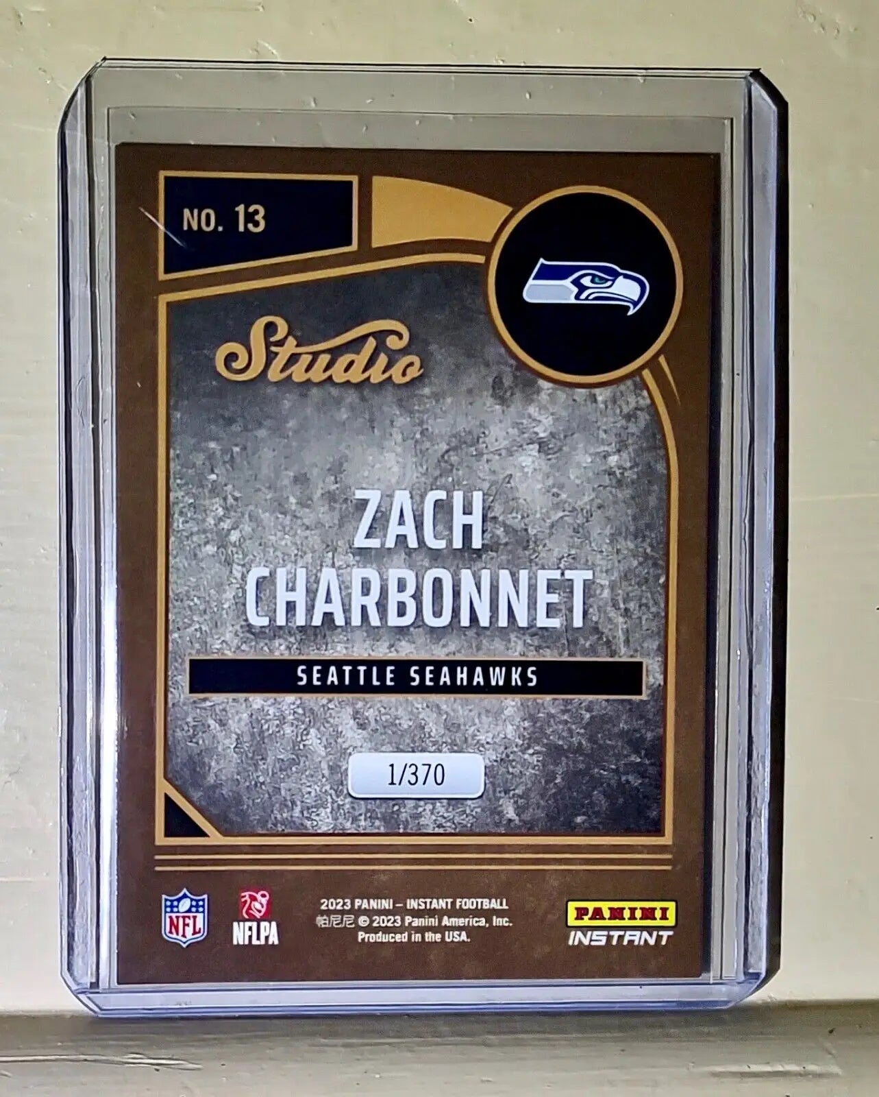 Zach Charbonnet 2023 Panini NFL Studio Rookies #13 Rookie Card 1/370 - Football Card Single