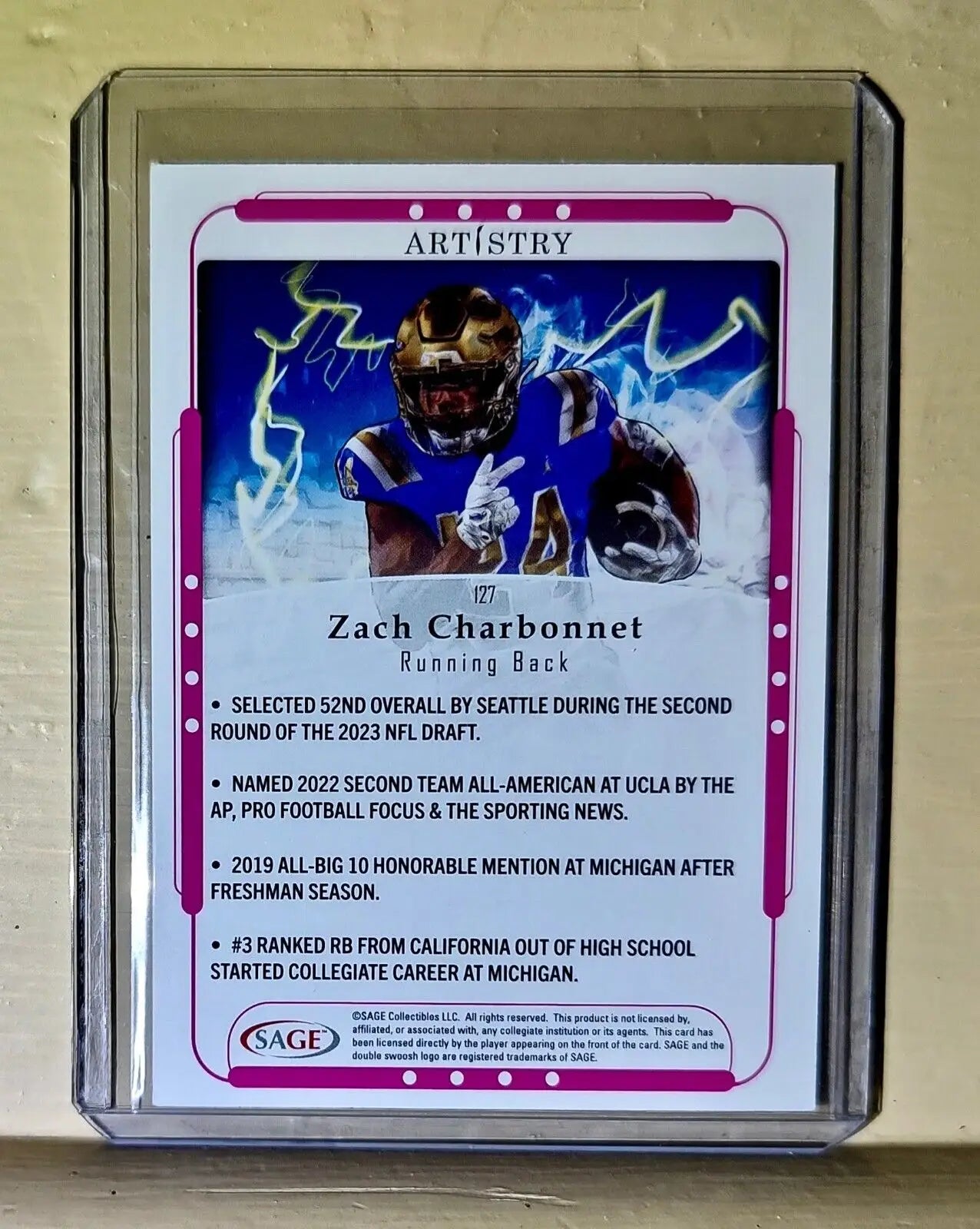 Zach Charbonnet 2023 SAGE NFL Artistry Football #127 Card
