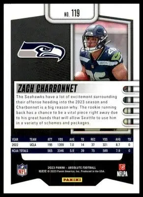 Zach Charbonnet Rookie 2023 Panini Absolute Retail #119 Seattle Seahawks - Football Card Single