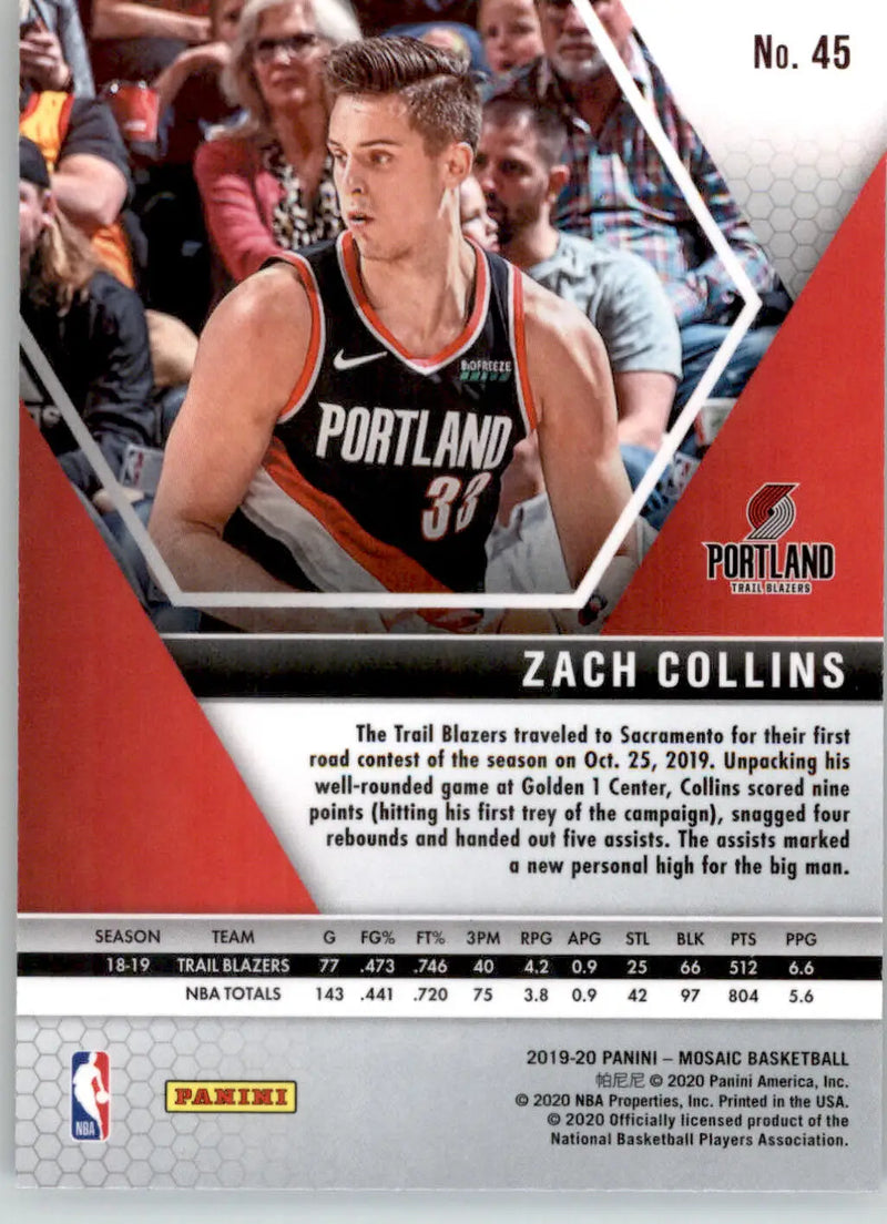 Zach Collins - 2019-20 Panini Mosaic - #45 - Basketball - Basketball Card Single