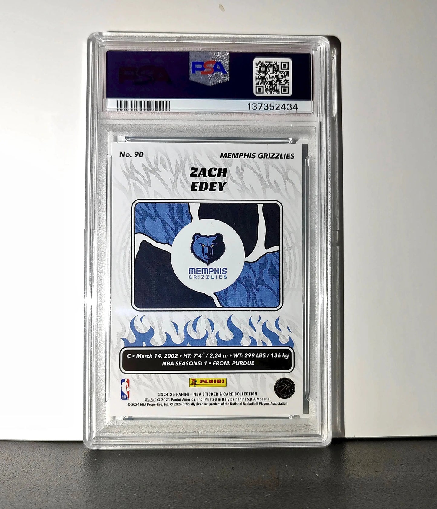 Zach Edey Rookie 2024-25 Panini NBA #90 Sticker 23/215 Blue Foil PSA 7 NM - Basketball Card Single