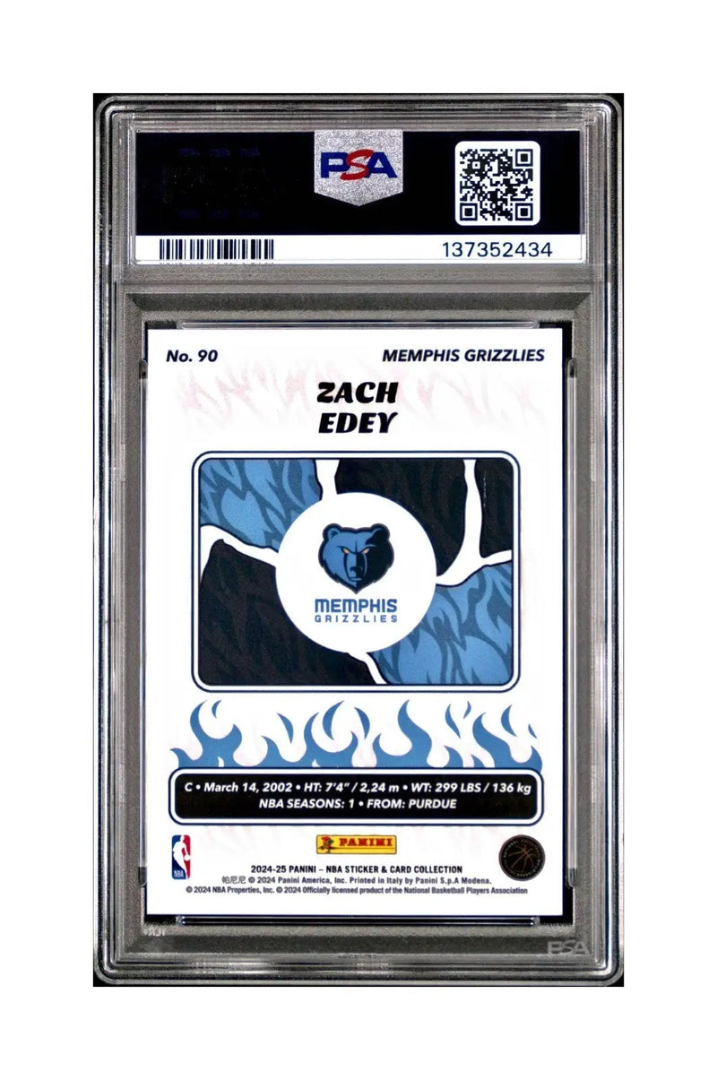 Zach Edey Rookie 2024-25 Panini NBA #90 Sticker 23/215 Blue Foil PSA 7 NM