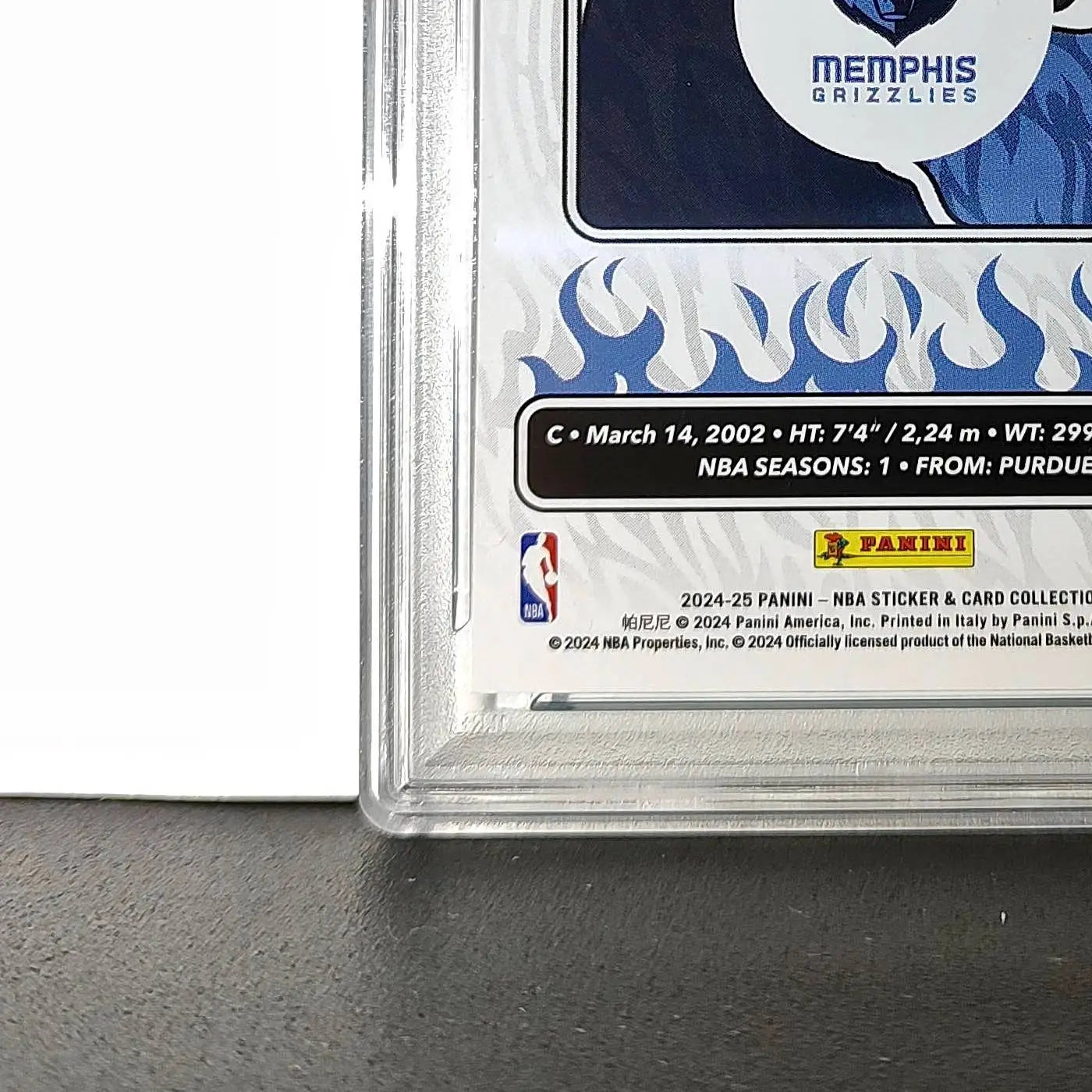 Zach Edey Rookie 2024-25 Panini NBA #90 Sticker 23/215 Blue Foil PSA 7 NM - Basketball Card Single