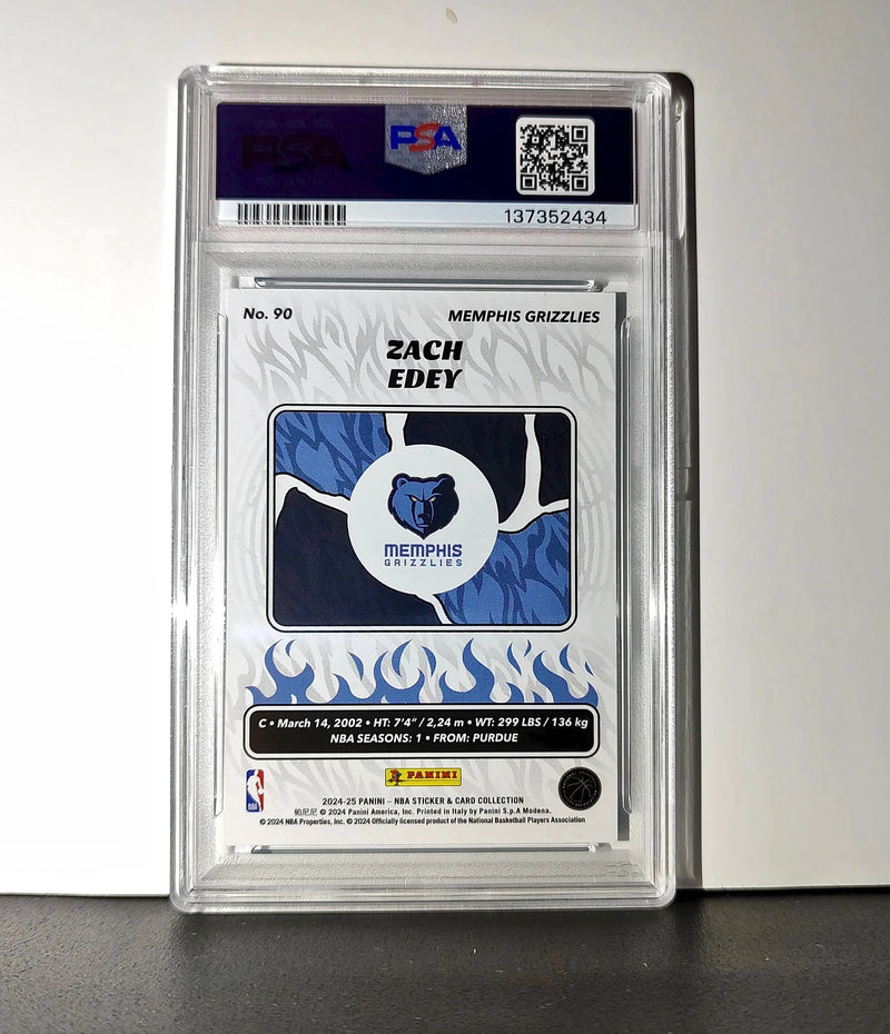 Zach Edey Rookie 2024-25 Panini NBA #90 Sticker 23/215 Blue Foil PSA 7 NM