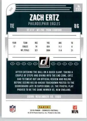 Zach Ertz - 2018 Donruss - #233 - Football - Football Card Single