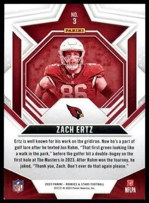 Zach Ertz 2023 Panini Rookies & Stars #3 Arizona Cardinals