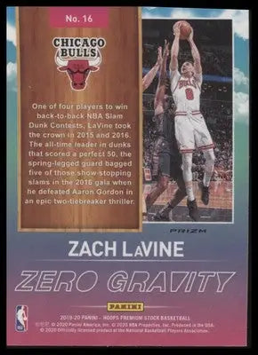 Zach LaVine 2019-20 Hoops Premium Stock Zero Gravity Blue #16 Chicago Bulls - Basketball Card Single