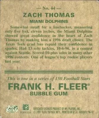 Zach Thomas - 1997 Fleer Goudey - #44 - Football - Football Card Single