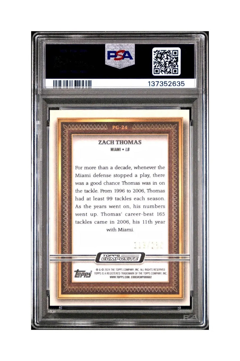 Zach Thomas 2023 Topps #PG-24 119/250 Gallery Green Parallel PSA 10 Gem Mint