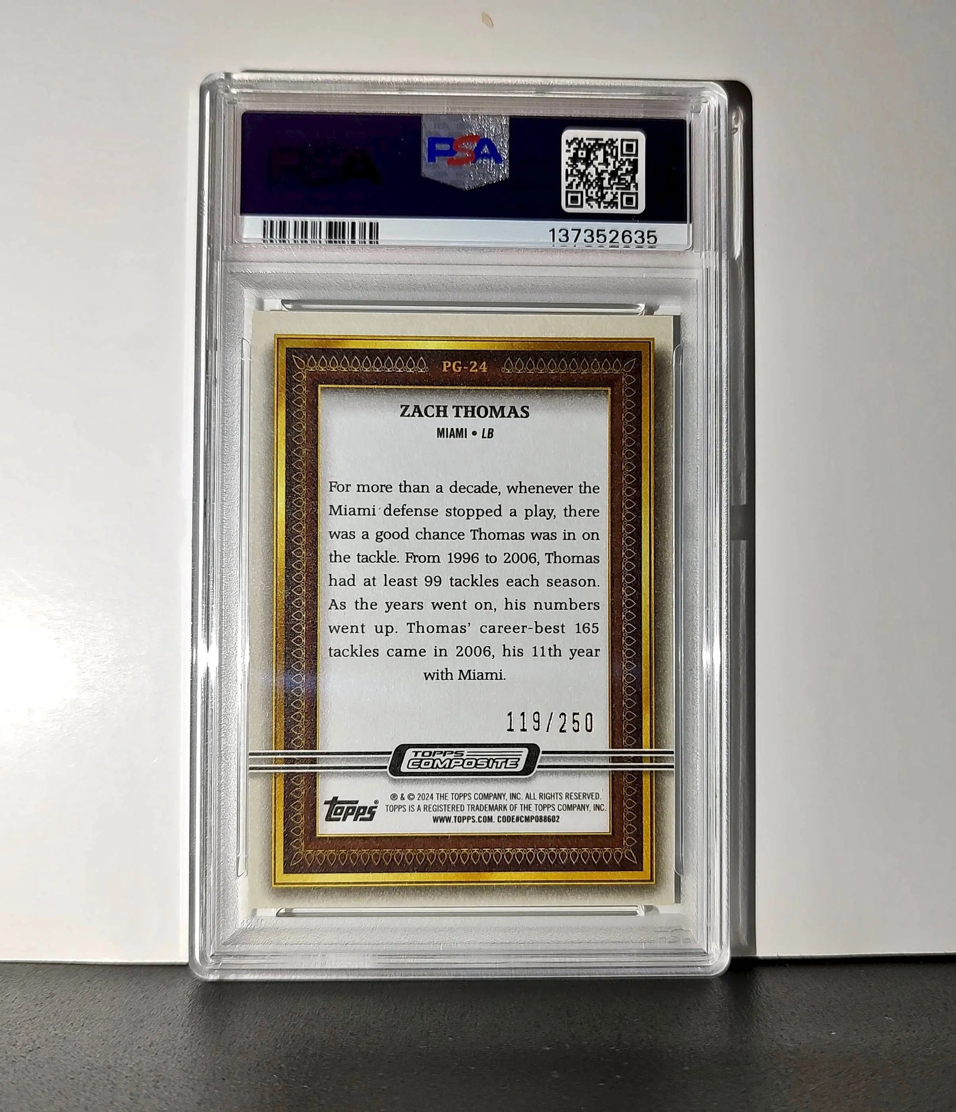 Zach Thomas 2023 Topps #PG-24 119/250 Gallery Green Parallel PSA 10 Gem Mint
