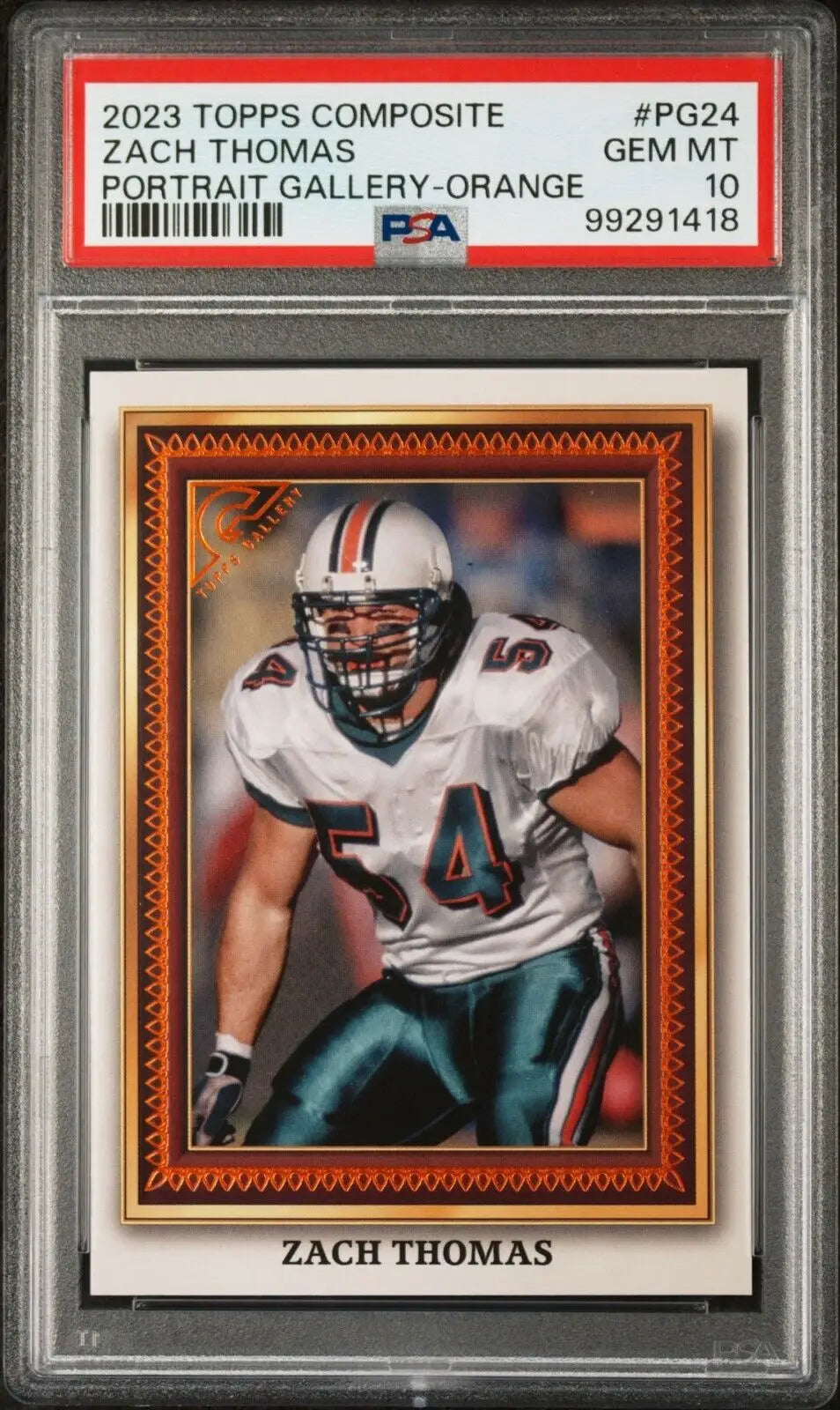 Zach Thomas 2023 Topps Portrait Gallery NFL #PG-24 Orange 11/25 Card PSA 10 Gem