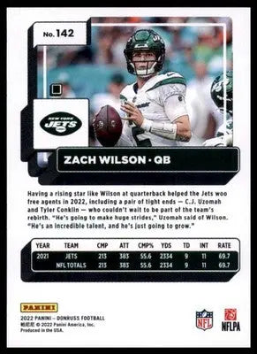 Zach Wilson 2022 Donruss #142 New York Jets - Football Card Single