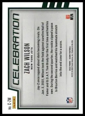 Zach Wilson 2022 Score Celebration #C-ZW New York Jets - Football Card Single