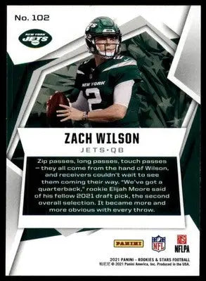 Zach Wilson Rookie 2021 Panini Rookies & Stars #102 New York Jets - Football Card Single