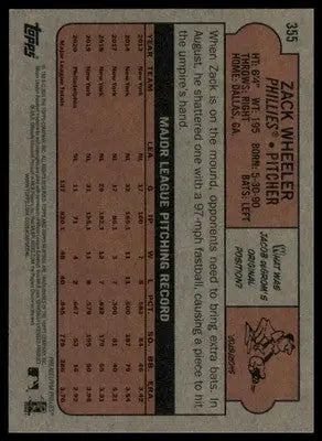 Zack Wheeler 2021 Topps Heritage #355 Philadelphia Phillies - Baseball Card Single
