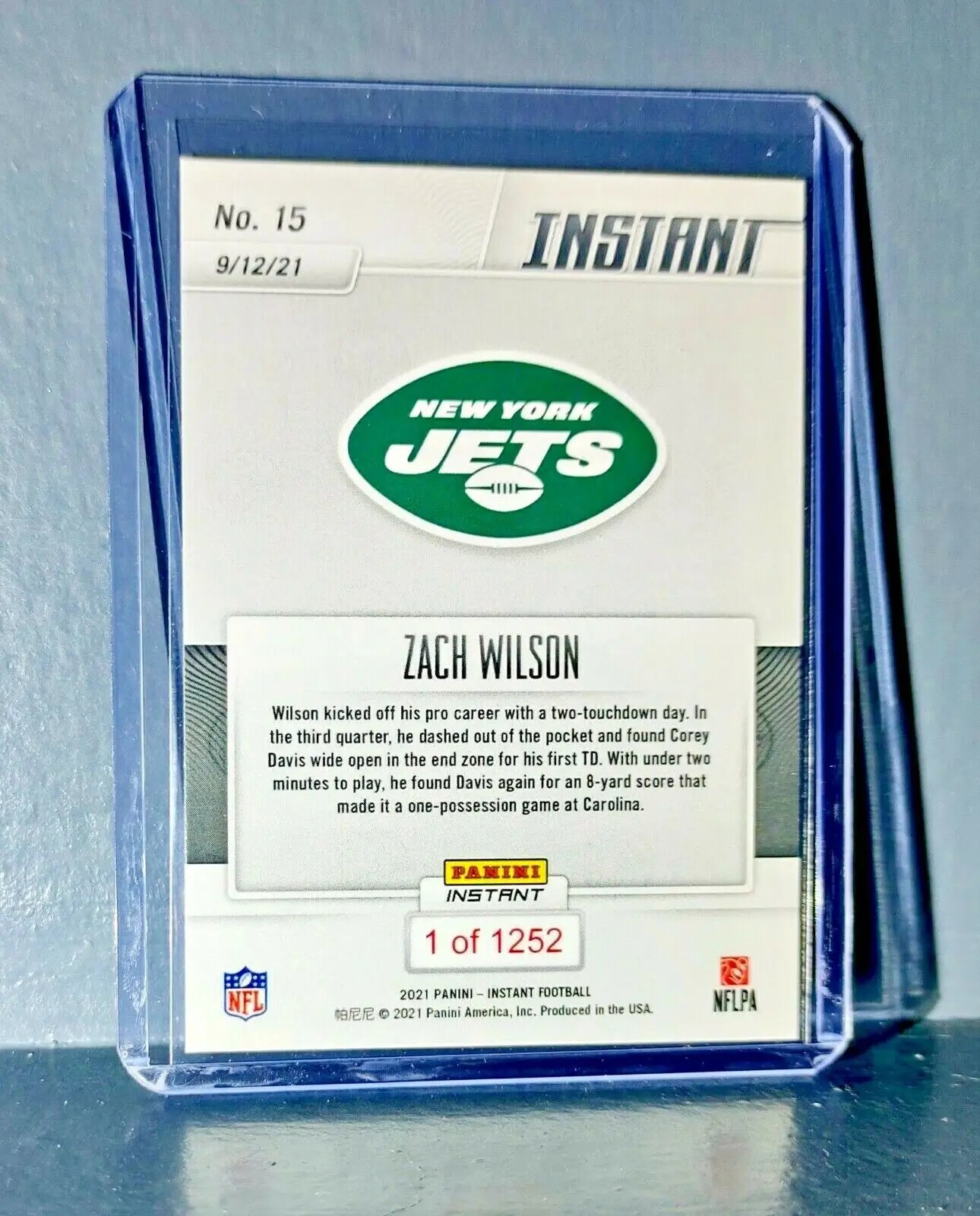 Zack Wilson 2021 Panini NFL Football #15 Rookie Card 1 of 1252 - Football Card Single