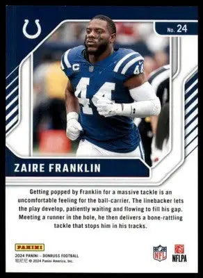 Zaire Franklin 2024 Donruss The Elite Series #24 Indianapolis Colts