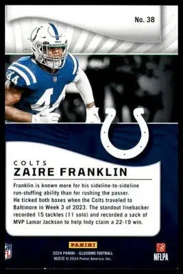Zaire Franklin 2024 Panini Illusions Retail #38 Indianapolis Colts - Football Card Single