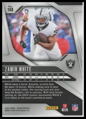 Zamir White 2024 Panini Prizm #149 Las Vegas Raiders