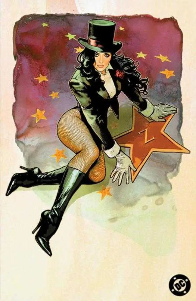 Zatanna in magician attire on Cover F Sozomaika foil variant for Zatanna #1 stage crew edition