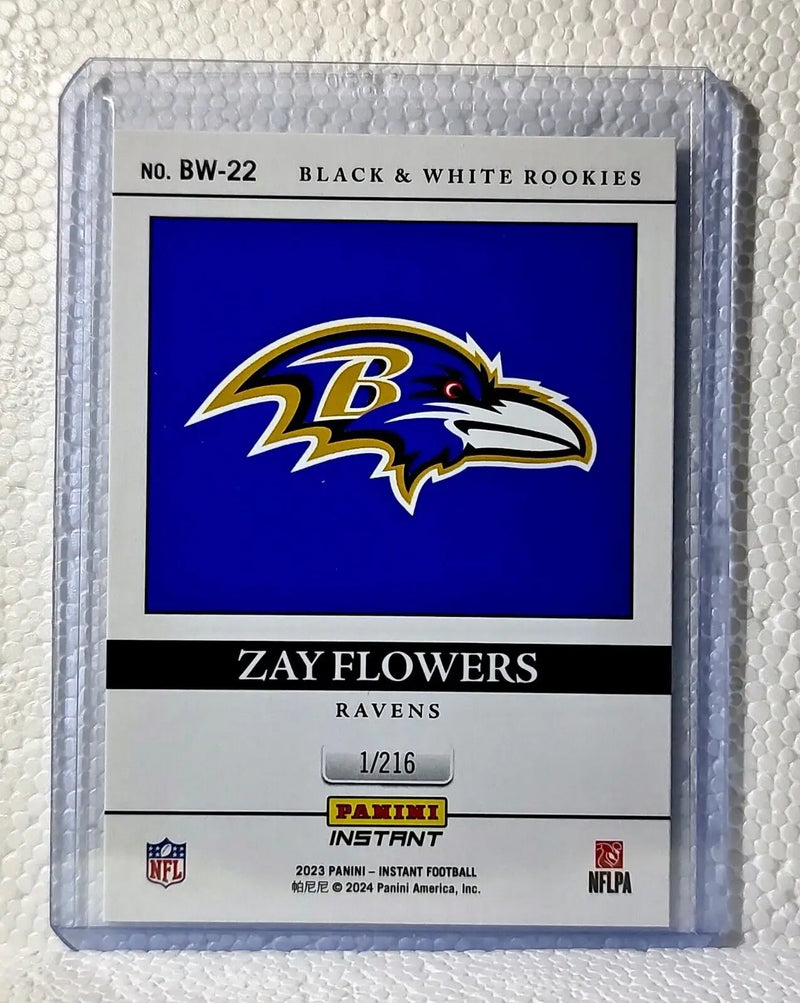 Zay Flowers 2023 Panini NFL #22 Black & White Rookies Card Ravens 1/216