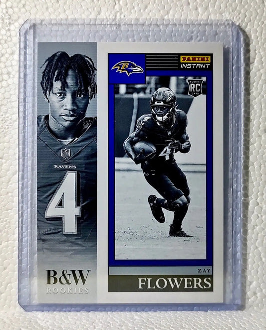 Zay Flowers 2023 Panini NFL #22 Black & White Rookies Card Ravens 1/216 - Football Card Single