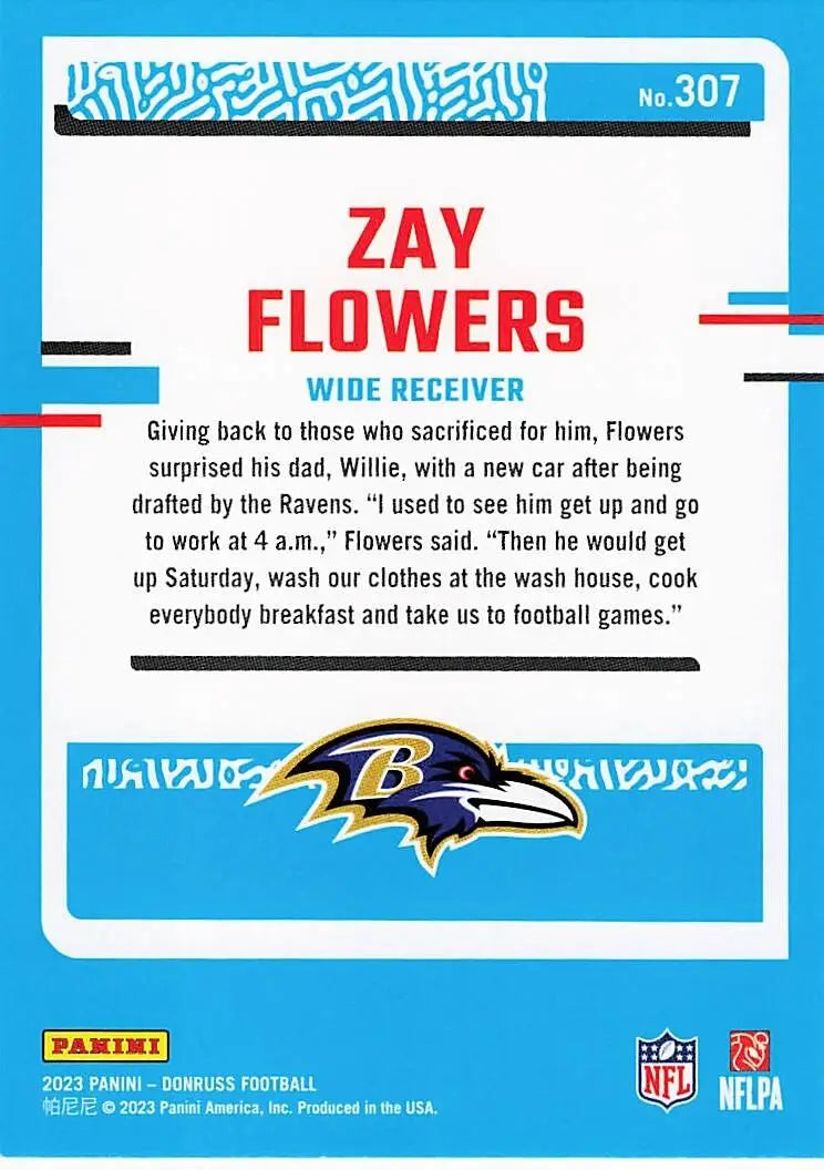Zay Flowers (RC) 2023 Panini Donruss - Rated Rookie #307 - Football Card Single