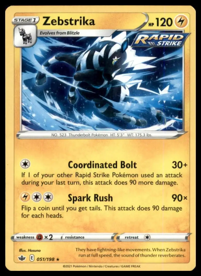Zebstrika 051/198 Swsh06: Sword & Shield - Chilling Reign Regular - Pokémon Card Single