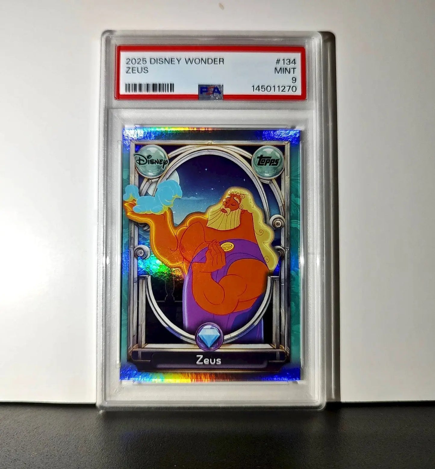 Zeus 2025 Topps Disney Wonder #134 Diamond Card Hercules PSA PSA 9 - Non-Sports Card Single