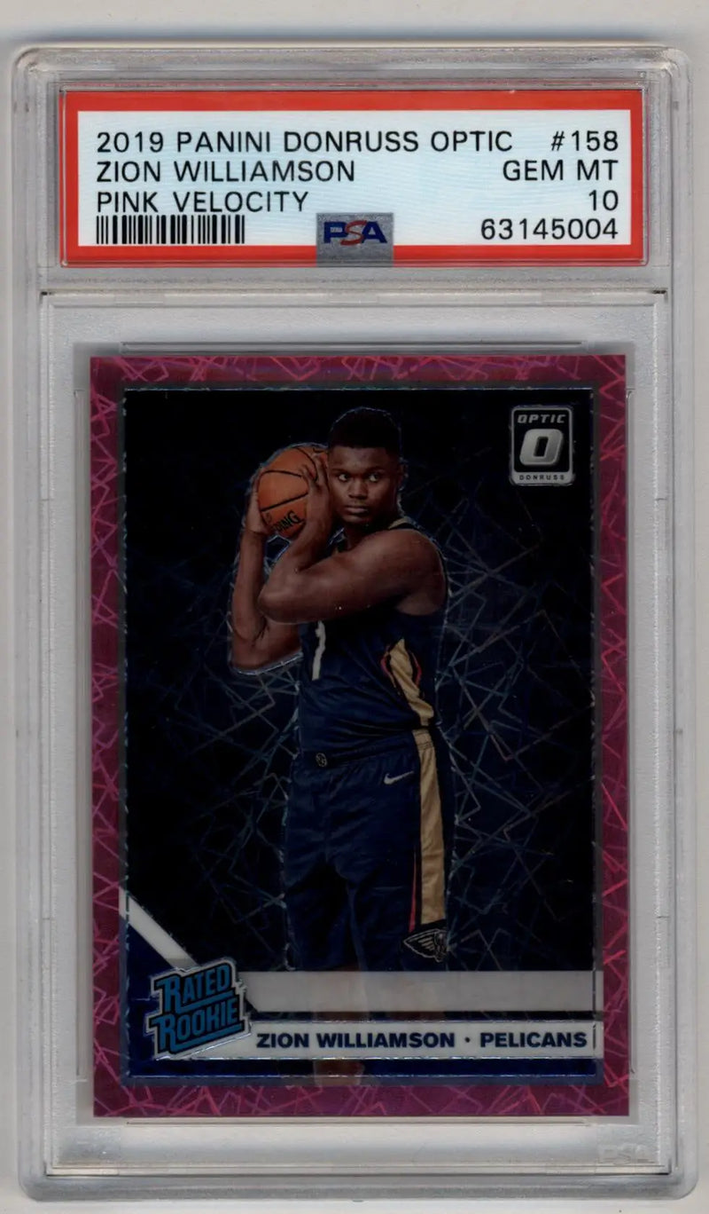 Zion Williamson 2019-20 Optic Pink Velocity 32/79 PSA 10 Gem Mint - Basketball Card Single