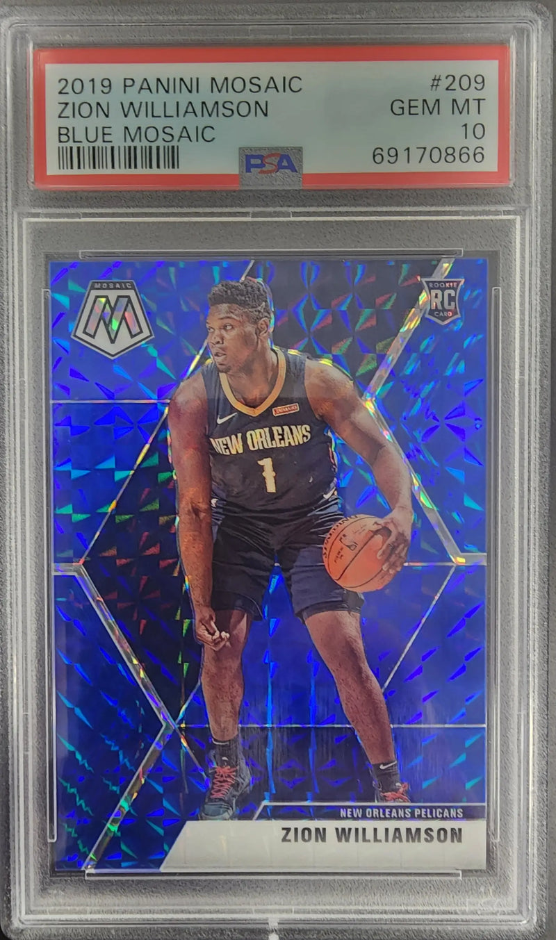 Zion Williamson 2019 Panini Mosaic #209 Blue Mosaic #36/99 PSA 10 Gem Mint - Basketball Card Single
