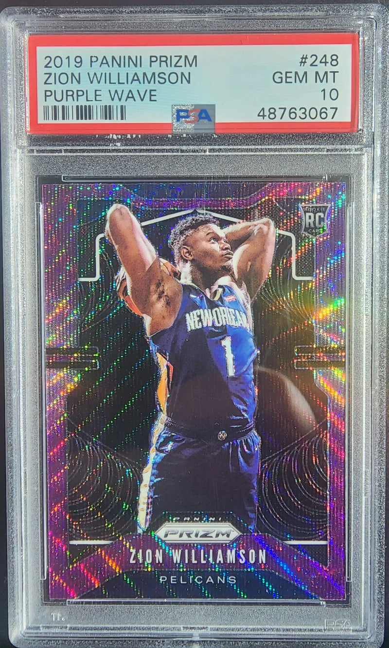 Zion Williamson 2019 Panini Prizm #248 Purple Wave PSA 10 Gem Mint - Basketball Card Single